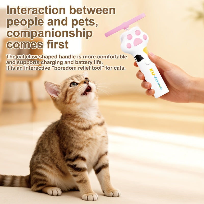 UFO Flying Disc Cat Toy with 7 Flying Saucers, Electric Interactive Cat Wand for Supervised Kitten Chase Games and Indoor or Outdoor Play