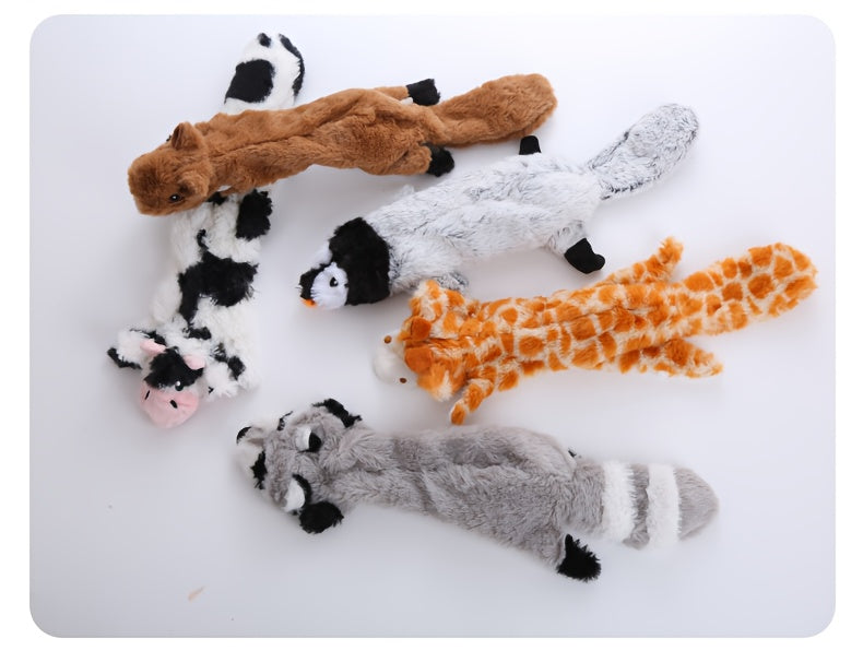 Stuffless Plush Dog Toys 5 Pack, Squeaky Pet Toy Set for Supervised Gentle Chewing, Interactive Indoor Play and Dog Lover Gifts