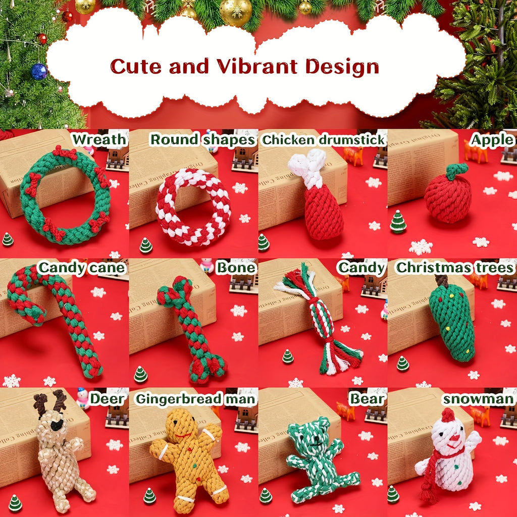 Christmas Dog Toy Assortment, Random 3, 5, 8 or 12 Piece Puppy Chew and Squeaky Toy Mix for Small to Medium Dogs, Holiday Gifts and Supervised Play