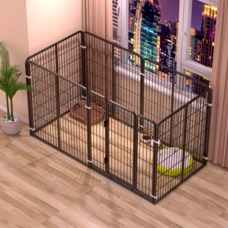 Indoor Dog Enclosure with Flexible Layout for Rest, Play and Potty Areas, Stainless Steel Pet Pen in Black or White for Small and Medium Dogs