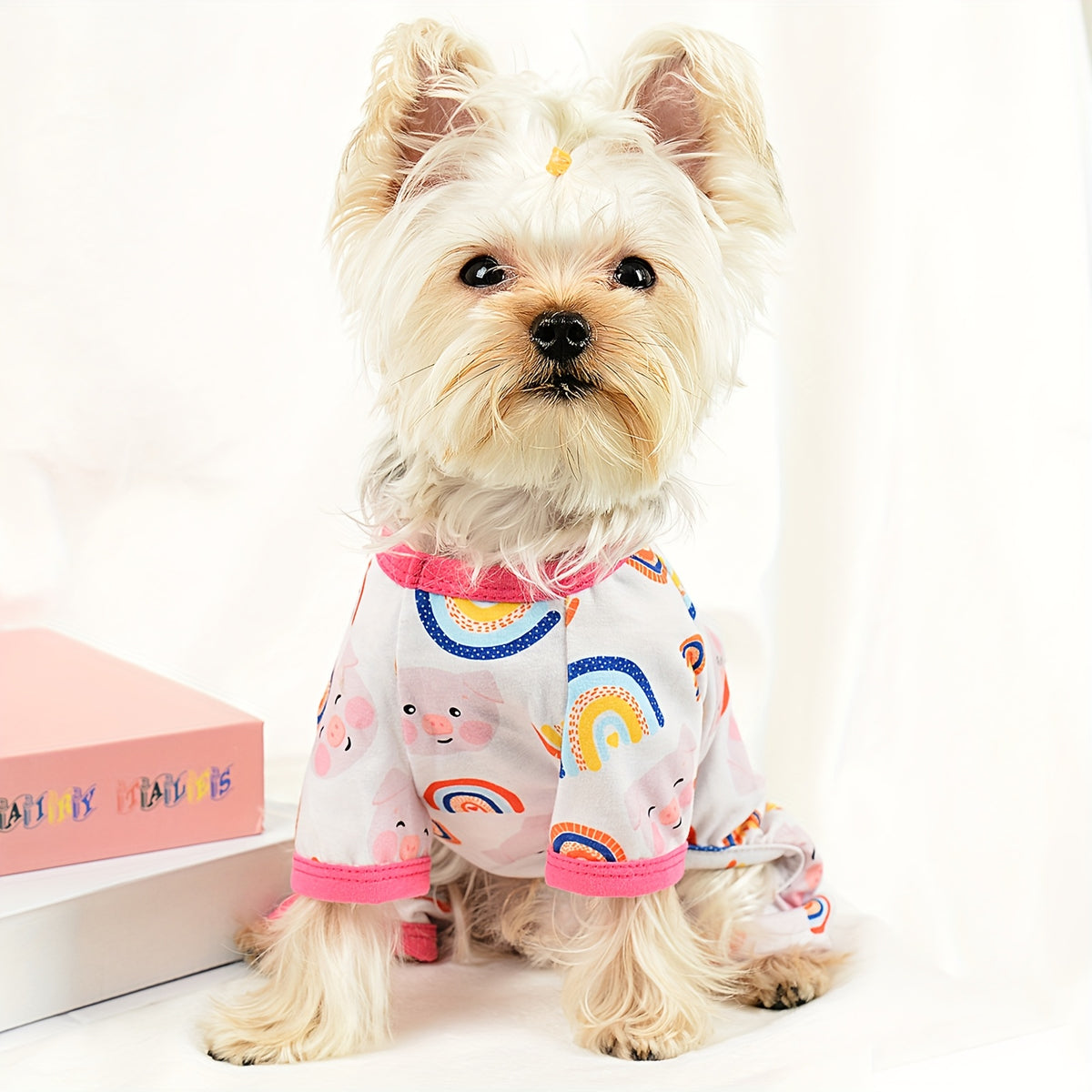 Dog Pajama Set of 2, Machine-Washable Knit Pullover Onesies with Four-Leg Design and Elastic Waist for Small Dog Lounging and Everyday Wear