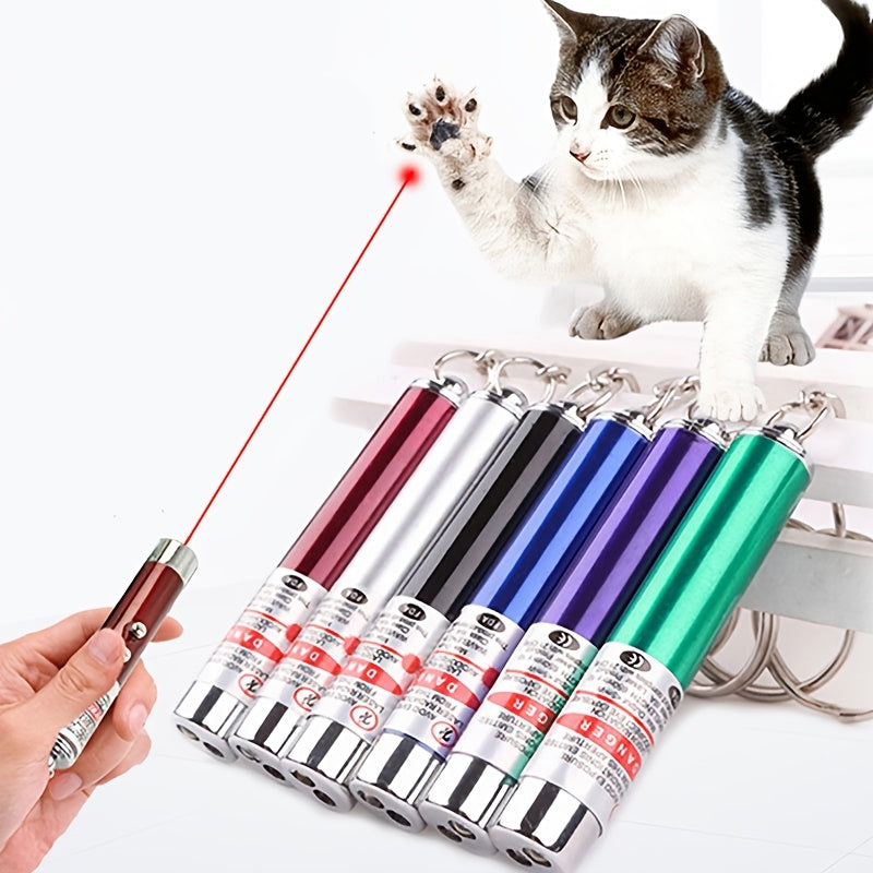 Cat Laser Pointer 6-Pack with Keychain and LED Flashlight, Multicolor Mini Handheld Chase Toys for Supervised Indoor Cat Play