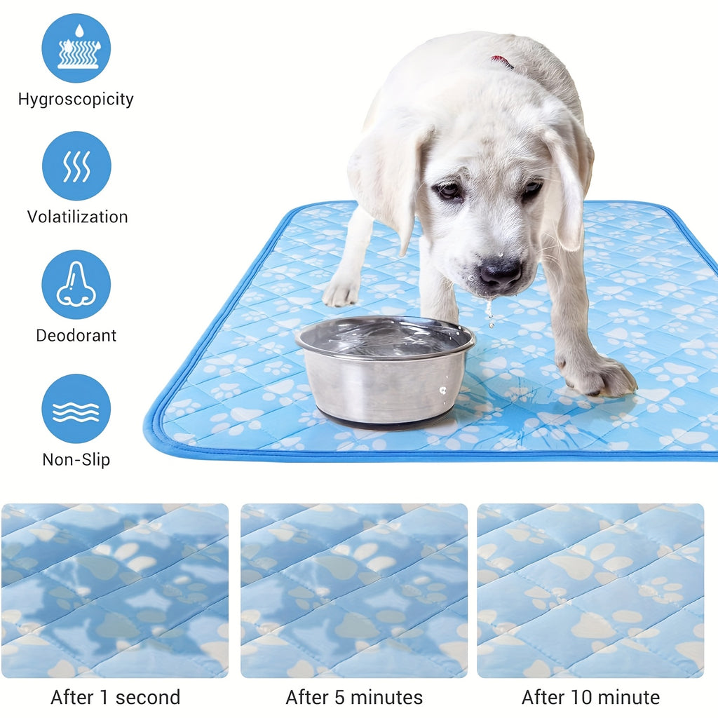 Self Cooling Mat for Dogs with Cooling Fiber, Washable Non-Slip Foldable Summer Pet Resting Pad in Small, Medium and Large Size Options
