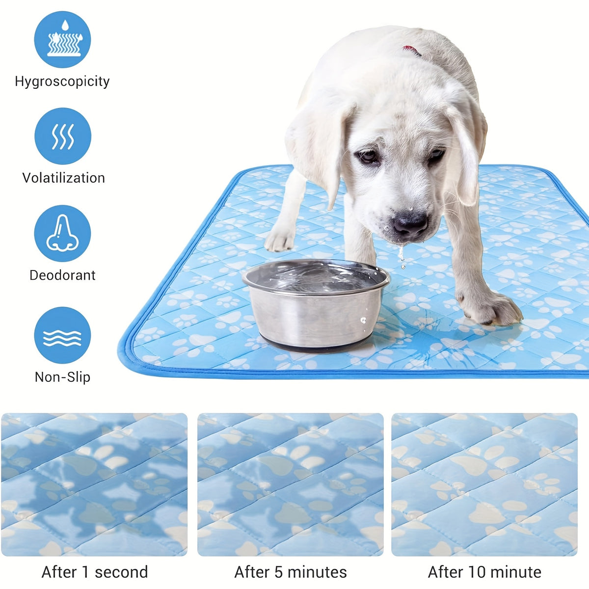 Self Cooling Mat for Dogs with Cooling Fiber, Washable Non-Slip Foldable Summer Pet Resting Pad in Small, Medium and Large Size Options