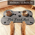 Dog Bowl Mat with Rubber Backing, Absorbent Non-Slip Pet Feeding Pad for Cat and Dog Food and Water Bowls, Two Sizes and Three Footprint Styles