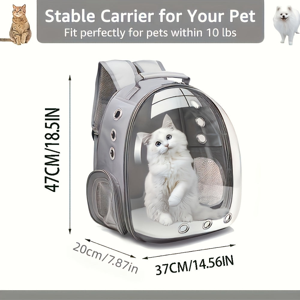 Cat Backpack Carrier in Black, Space Capsule Double Shoulder Pet Travel Bag with Black Transparent Model A Option for Everyday Outings
