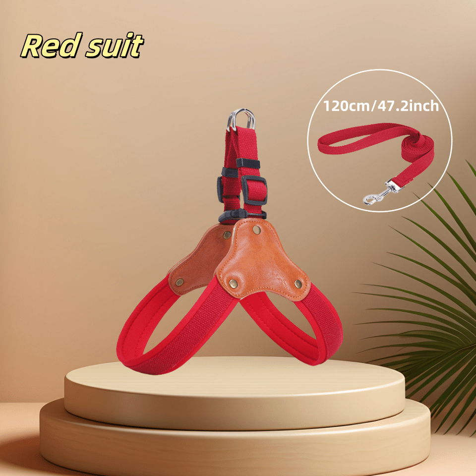 Chest and Back Dog Walking Harness, Everyday Pet Walking Gear in Red, Black, Brown or Army Green with S to XL Size Options for Outdoor Routines
