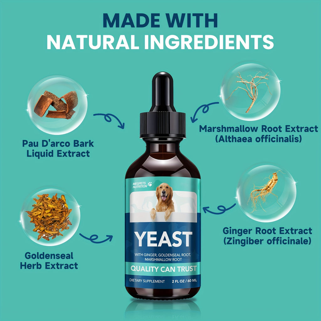 Yeast Health Drops for Dogs and Cats, 2 fl oz (60 mL) Liquid Dietary Supplement in Dropper Bottle with One, Two or Three Bottle Options