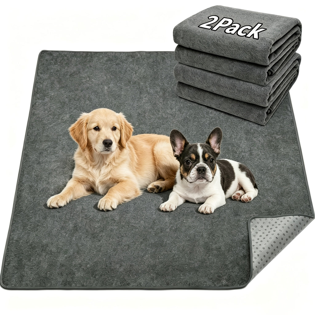 Washable Pee Pads for Dogs 2 Pack, Four-Layer Reusable Non-Slip Puppy Training and Whelping Mats in Six Sizes for Crates, Playpens and Floors