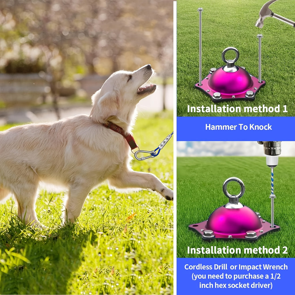 Swivel Dog Tie Out Stake with 15ft or 25ft Cable Options, 360 Degree Rotating Ground Anchor for Supervised Yard and Camping Use, Stake-Only Option