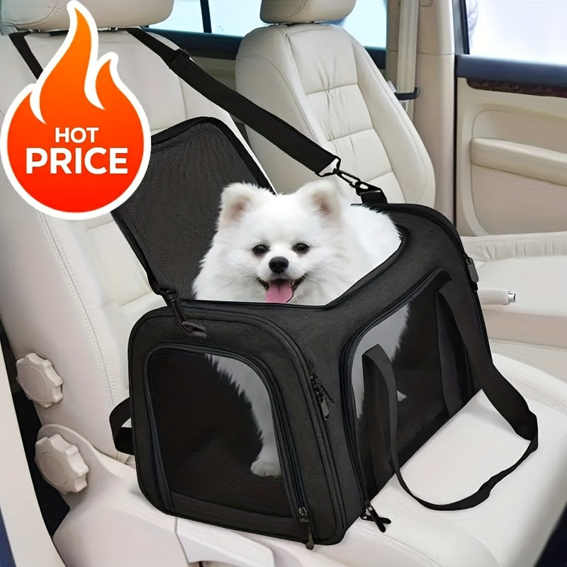 Soft-Sided Cat Carrier for Pets Up to 15 lbs, Collapsible Travel Bag for Small Dogs, Puppies and Cats, Vet Visits and Everyday Trips