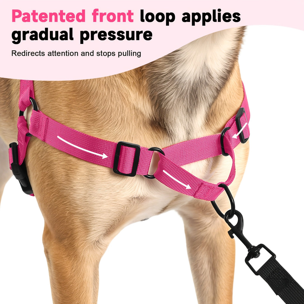 Adjustable No Pull Dog Harness for Walking, Hiking and Training, Pink, Black, Red or Khaki Pet Harness with S, M, L and XL Size Options