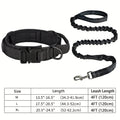 Dog Collar and Leash Set, Adjustable Tactical Polyester Collar with Metal Buckle and D-Ring for Daily Walks and Training, Black or Khaki, M L XL