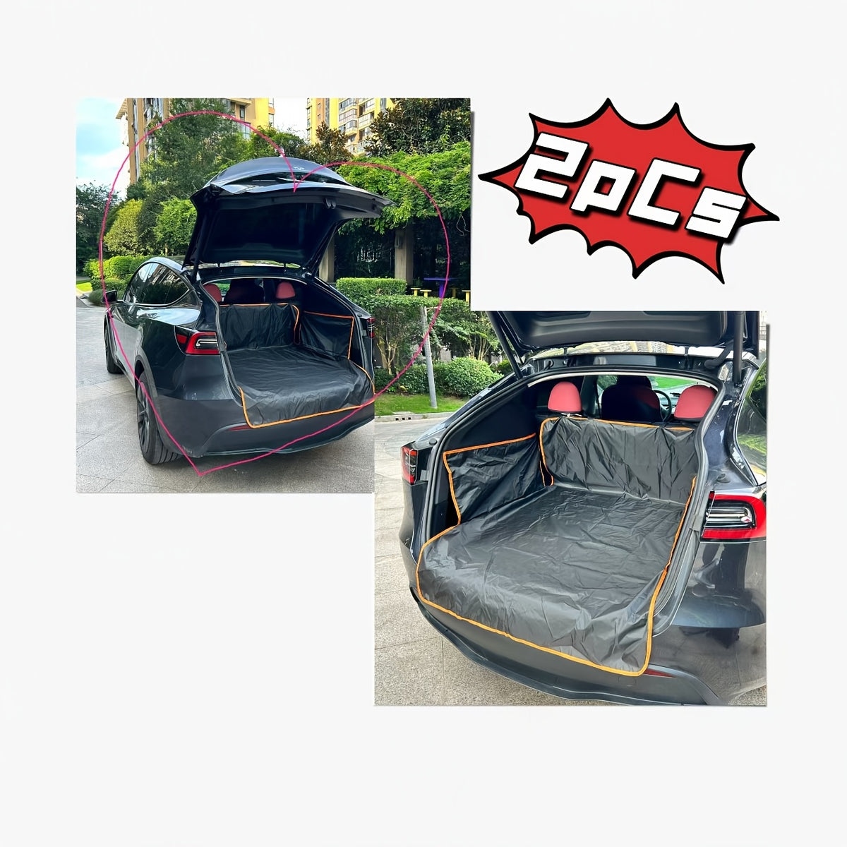 Dog Cargo Liner with Orange Trim and Side Flaps, Pet Trunk Cover for SUVs and Cars, Rear Interior Protector for Everyday Travel