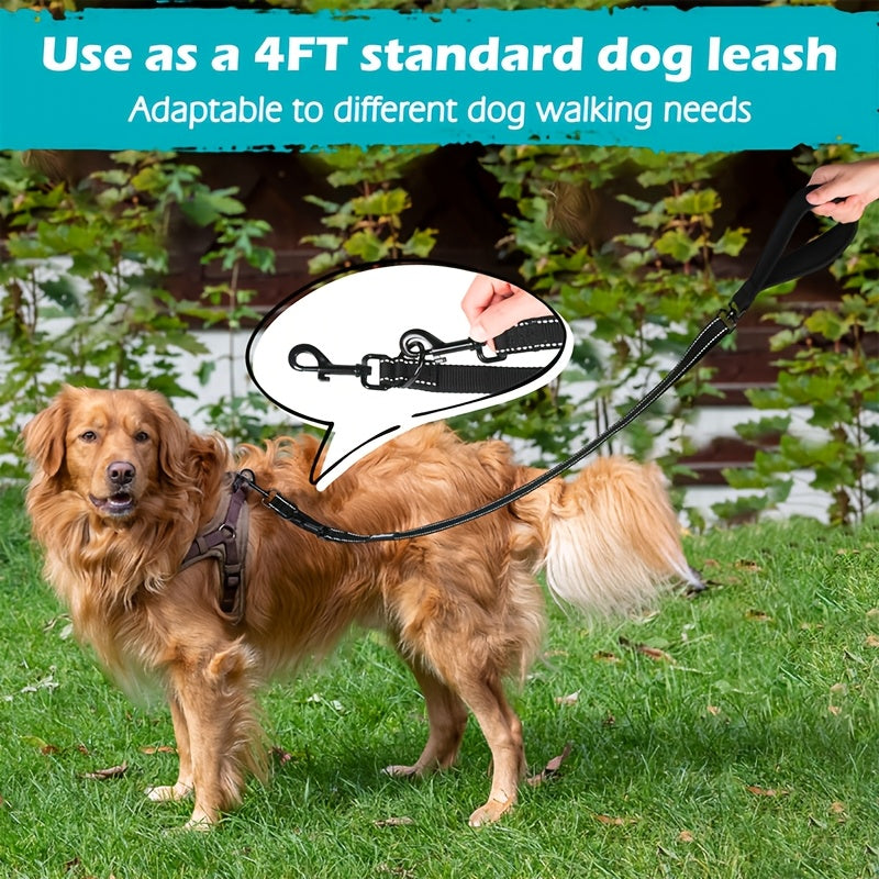 Reflective Double Dog Leash for Medium and Large Dogs, No-Pull Training Walking Lead for Daily Neighborhood Walks and Outdoor Routines