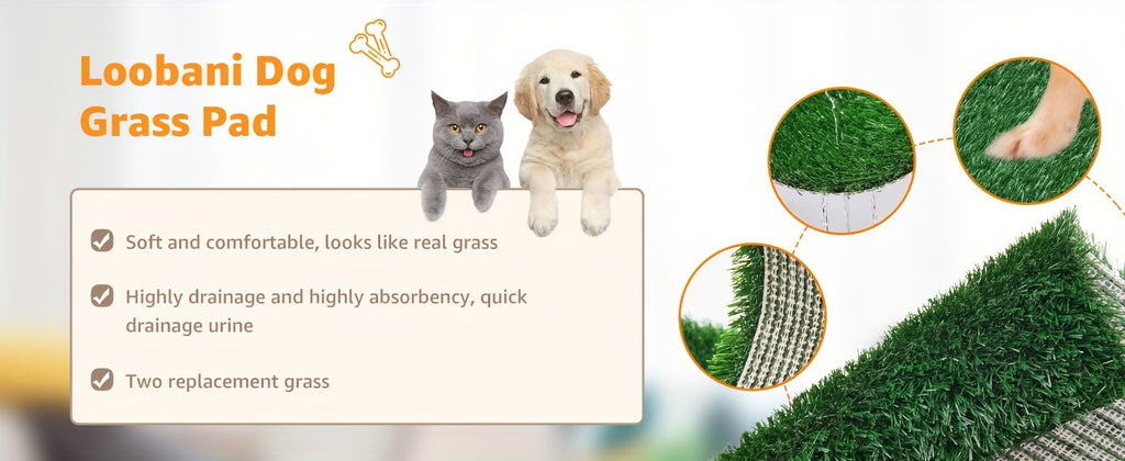 Reusable Grass Dog Potty with Tray and Two Turf Mats, 3-Layer Washable Puppy Training Toilet with Drainage for Apartments, Balconies and Outdoor Use