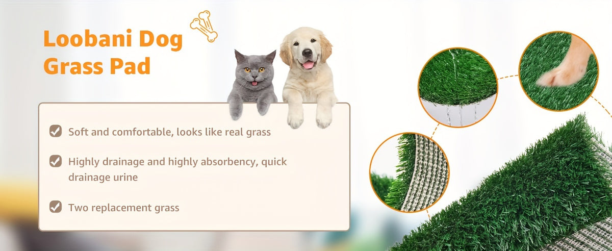 Reusable Grass Dog Potty with Tray and Two Turf Mats, 3-Layer Washable Puppy Training Toilet with Drainage for Apartments, Balconies and Outdoor Use