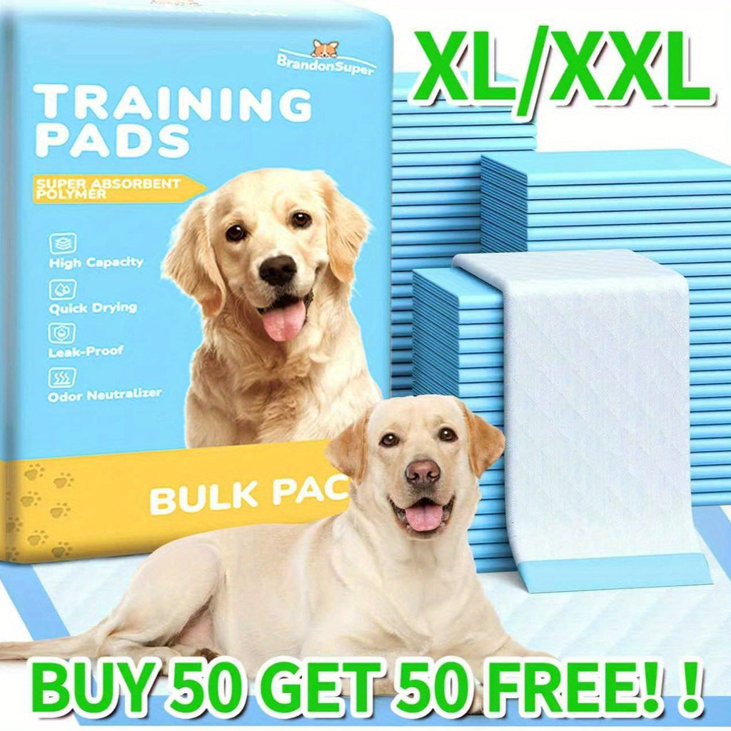 XL & XXL Dog Pee Pads for Medium and Large Dogs, Thickened Super Absorbent Potty Training Pads for Home and Camping, Buy 50 Get 50 Free