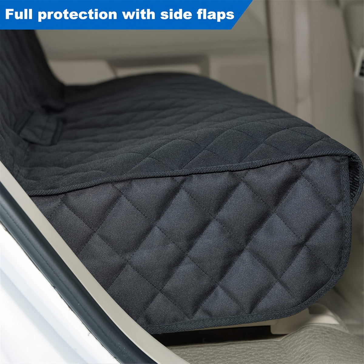 60/40 Split Bench Dog Car Seat Cover, Black Rear Seat Protector for Cars, Trucks and SUVs, Easy Cleanup for Daily Pet Travel and Family Road Trips