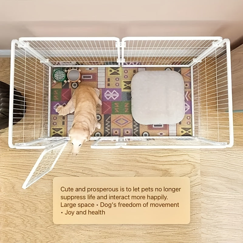 Stainless Steel Dog Playpen for Indoor Rest, Play and Potty Training, Flexible Pet Enclosure for Small and Medium Dogs in Black or White for Home Routines