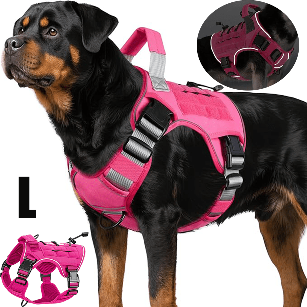 Tactical Dog Harness Vest with Adjustable Reflective Design, Machine Washable Outdoor Walking and Obedience Training Gear in S, M, L and XL