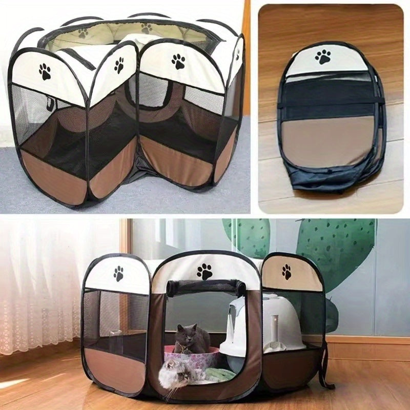 Portable Octagonal Pet Playpen, Foldable Oxford Cloth Travel Enclosure with 30, 37 and 46 Inch Size Options for Supervised Indoor and Outdoor Use
