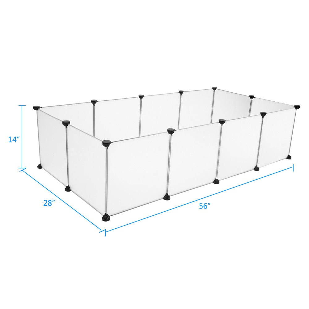 Small Pet Playpen 12 Panel Set, Portable Plastic Small Animal Enclosure with 14 Inch Panels, ABS Connectors and Wooden Hammer for Supervised Play