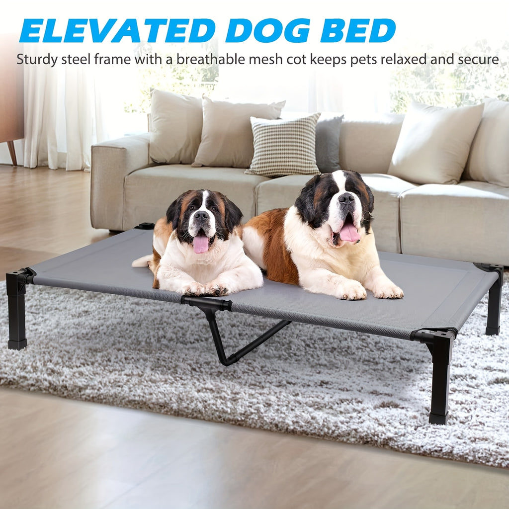 Raised Mesh Dog Bed with Metal Frame and Non-Slip Feet, Washable Breathable Pet Cot in 35 to 60 Inch Sizes for Indoor and Outdoor Lounging