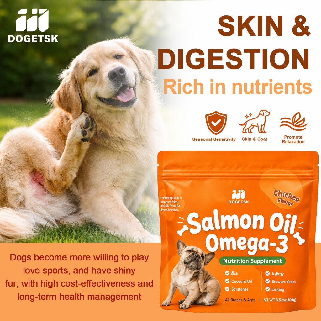 Omega-3 Fish Oil Chews for Dogs and Cats with Wild Alaskan Salmon Oil, Chewable Pet Supplement for Everyday Skin and Coat Care Routines