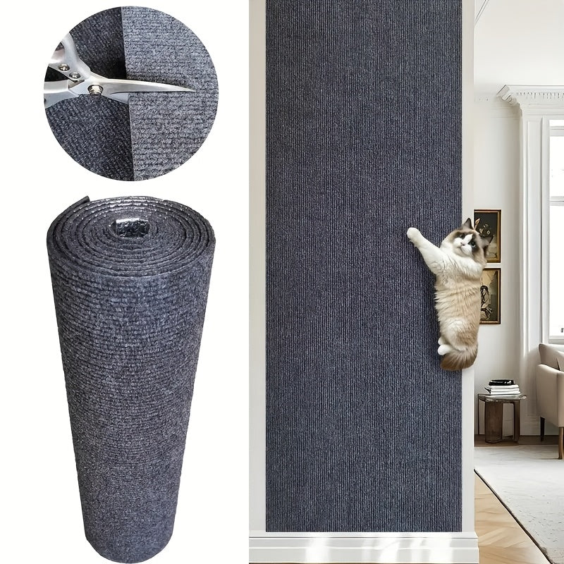 Polyester Cat Scratching Mat with Self-Adhesive Backing, Felt Scratcher Surface for Indoor Cat Activity Areas, Two Sizes and Five Neutral Color Choices