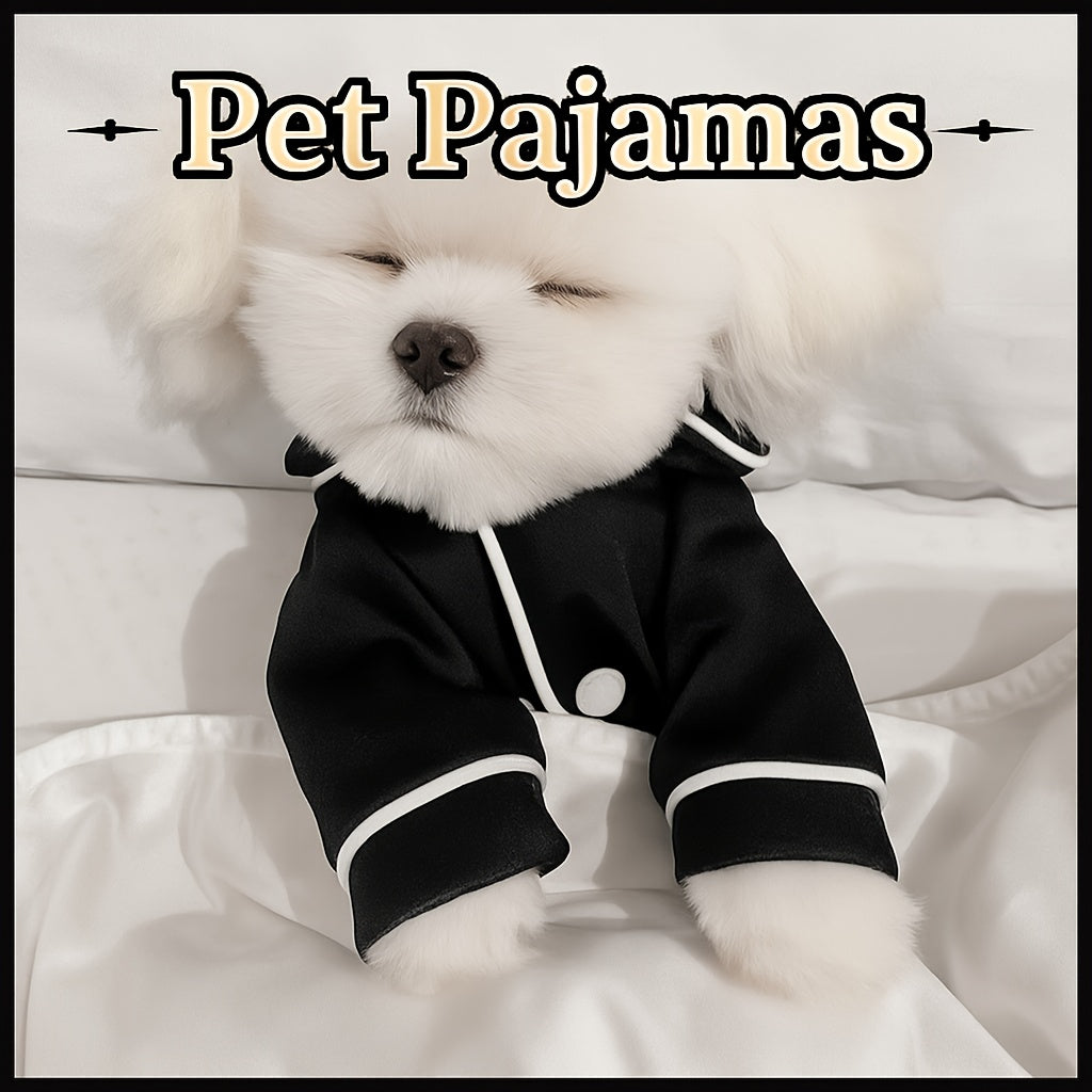 Dog Pajamas for Small Breeds, Soft Stretchable Breathable Pet Sleepwear in Black or Cute White Bear, XS to XL for Cozy Indoor Lounging