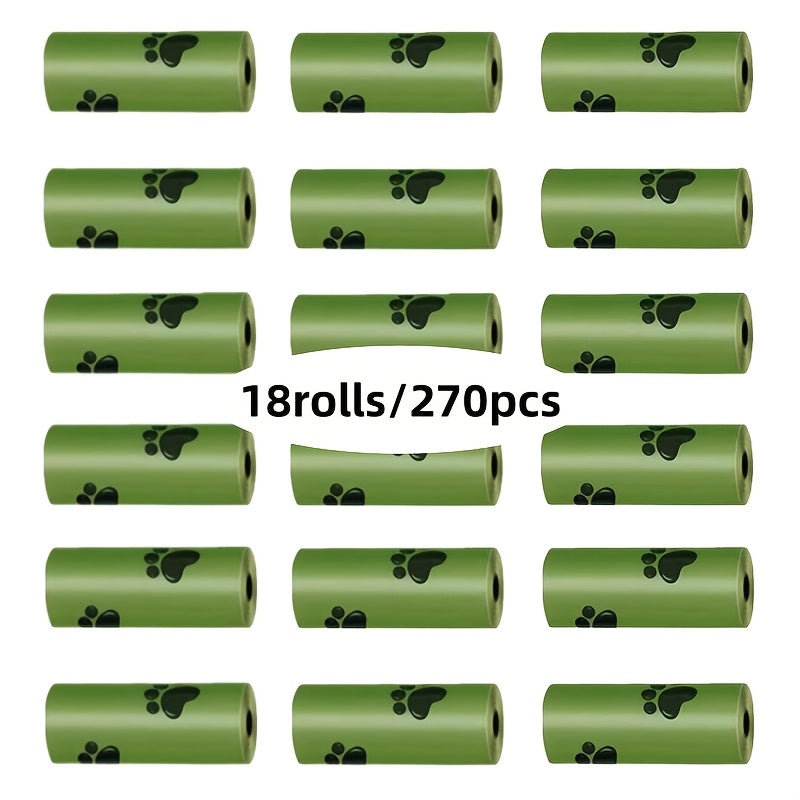 Scented Dog Poop Bags in 120, 540 or 1080 Count Options, Green Paw Print Waste Bag Rolls and Dispenser Sets for Daily Walks and Pet Cleanup