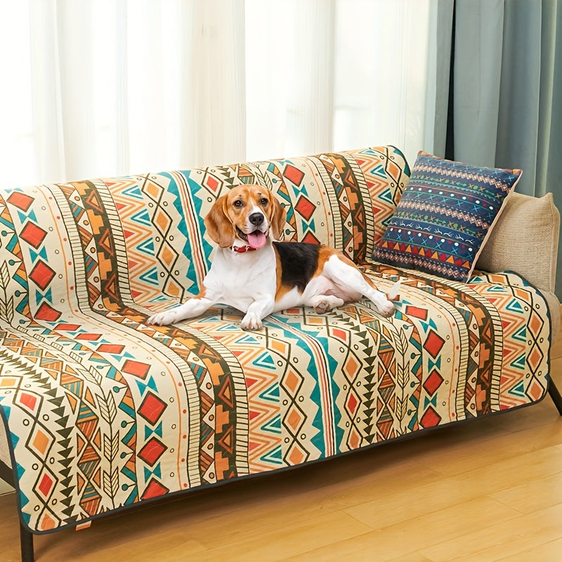 Dog Pee Pads with Retro Tribal Print, 2 Pack Washable Leakproof Puppy Training Mats with Non-Slip Backing for Crates, Playpens and Floors