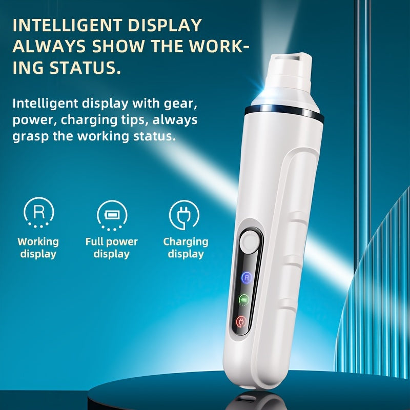 Rechargeable Dog Nail Grinder HZ6 with LED Light, White Electric Pet Nail Trimmer for Dogs and Cats, At-Home Claw Filing and Paw Grooming