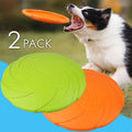 Rubber Dog Flying Disc Set, 2 Pack Approx. 7 Inch Floating Fetch Toys in Orange and Green for Supervised Outdoor Retrieval and Beach Play