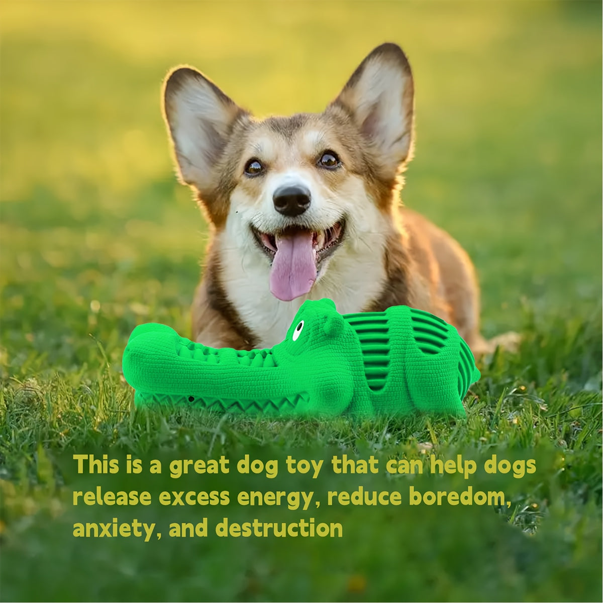 Large Dog Chew Toy in Green for Medium and Large Dogs, Pet Chewing Accessory for Supervised Playtime, Everyday Toy Rotation and Dog Lover Gifts
