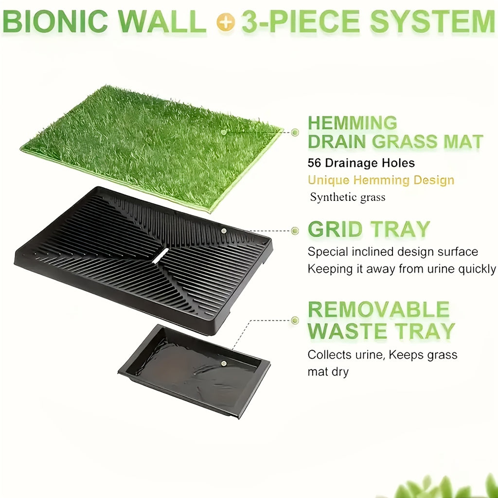 Dog Grass Pad with Tray 27.8 x 20 Inch, Three-Layer Washable Indoor Potty with 3 Replacement Turf Pads for Small and Medium Dogs, Apartments and Balconies