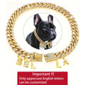 Personalized Dog Name Necklace, Rhinestone Cuban Link Chain with Custom Pendant, Gold or Silver Color Zinc Alloy Pet Jewelry for Photos and Parties