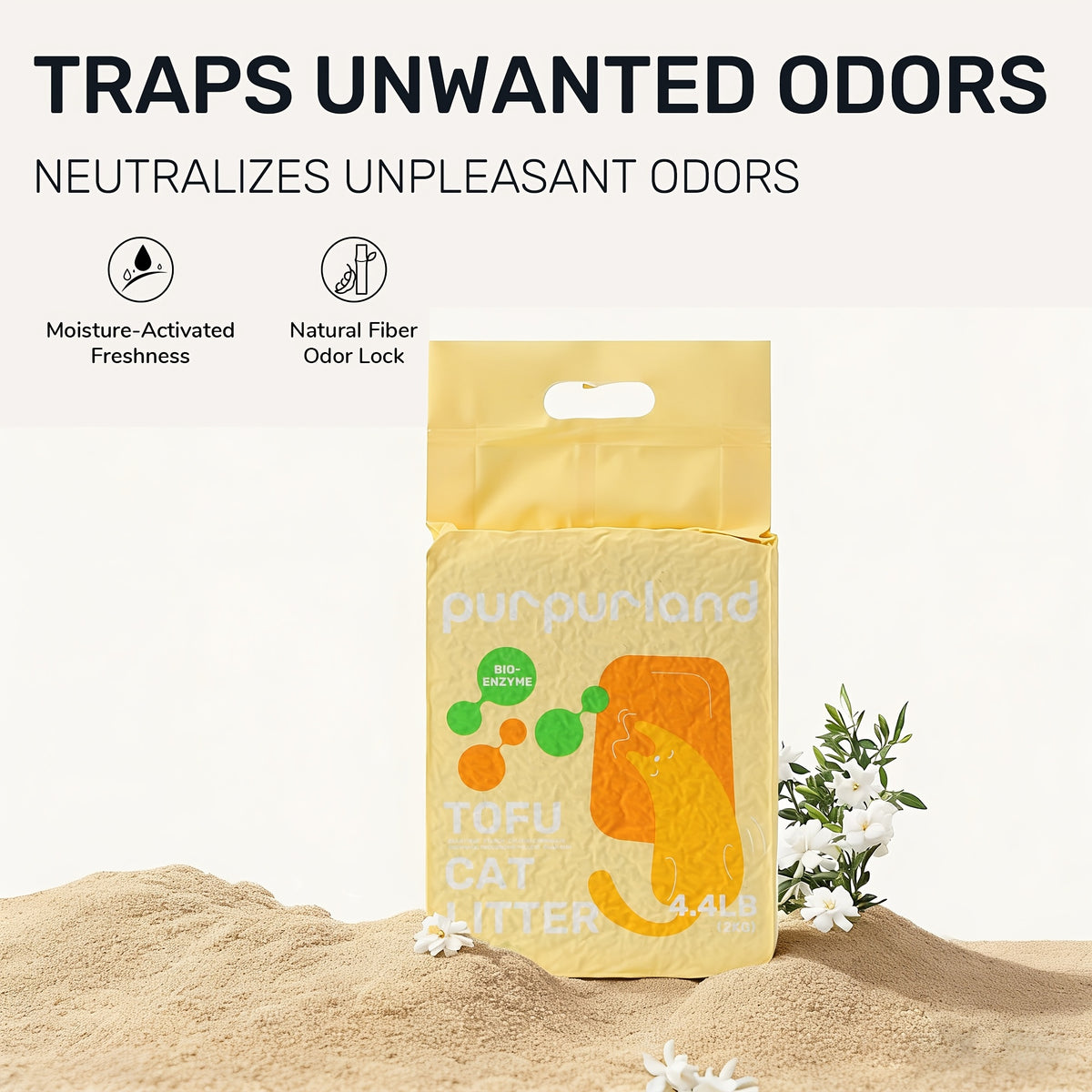 Unscented Tofu Cat Litter with Corn Starch Blend, Quick-Clumping Low-Tracking Pellets for Multi-Cat Homes, 8.8 lb 2-Pack or 17.6 lb 4-Pack
