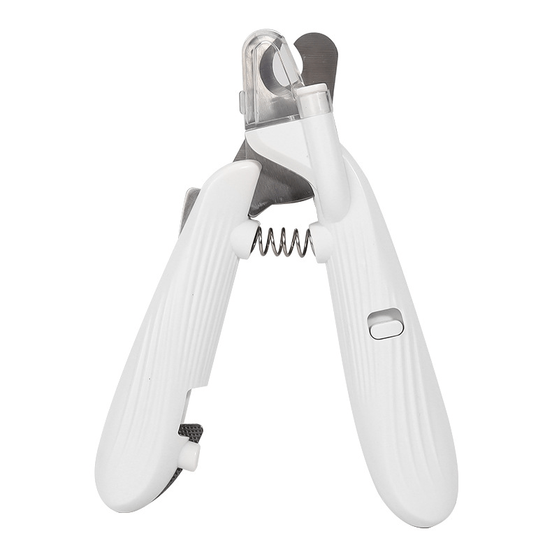 LED Dog Nail Clippers with Hidden File and Safety Lock, White Stainless Steel Blade Pet Nail Trimmer for Careful At-Home Dog and Cat Grooming