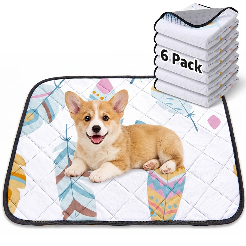 Washable Dog Pee Pads in White, 2-Pack Multiple Sizes or 18 x 24 Inch 6-Pack, Reusable Non-Slip Puppy Training and Whelping Mats for Crates and Playpens