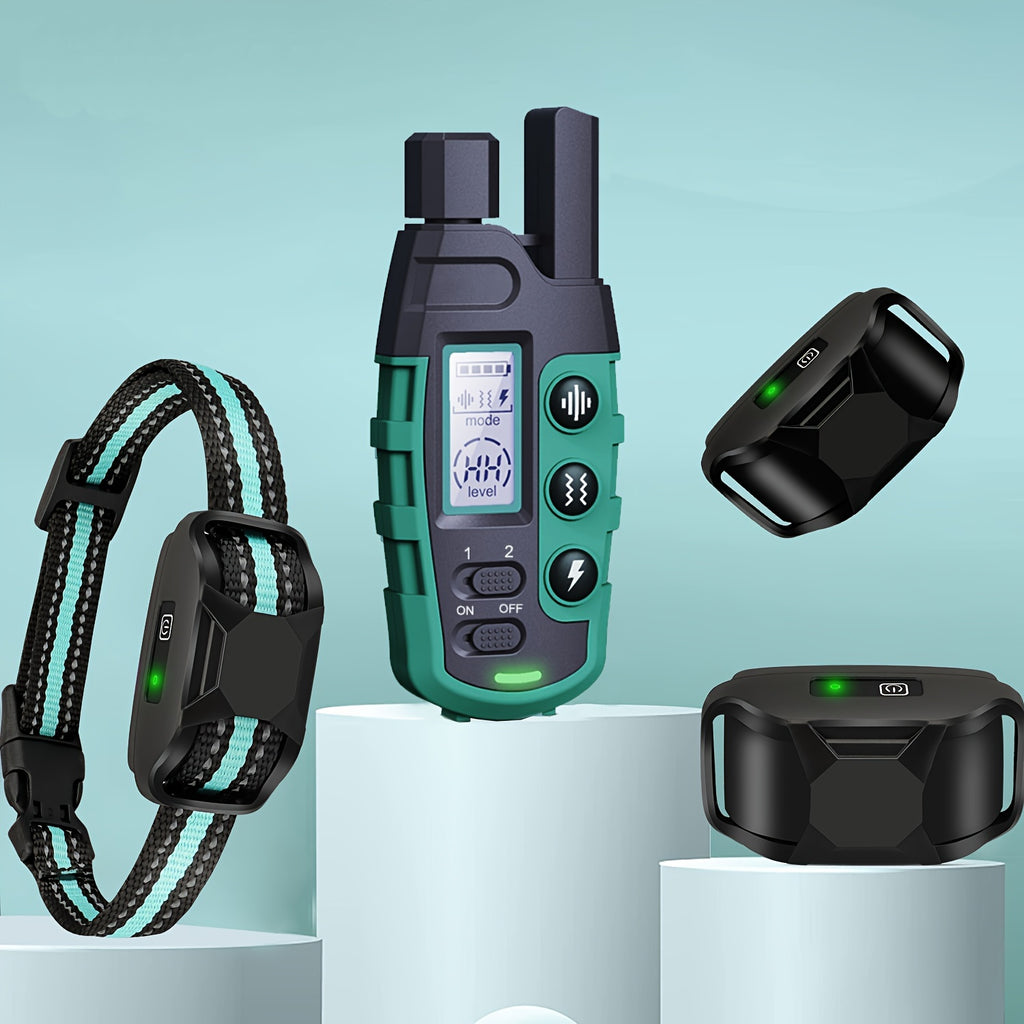 Remote Dog Training Collar 2800ft, Green 2-Dog Option with Vibration and Static Stimulation Modes for Supervised Training Sessions