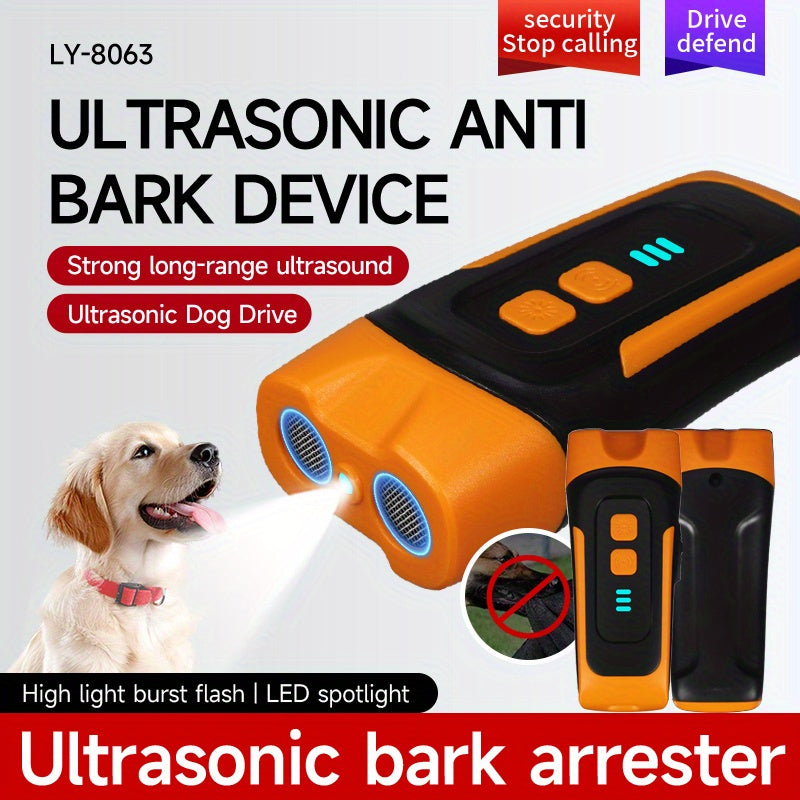Handheld Ultrasonic Dog Training Device with LED Flashlight, Adjustable Portable Bark Deterrent for Supervised Indoor and Outdoor Use