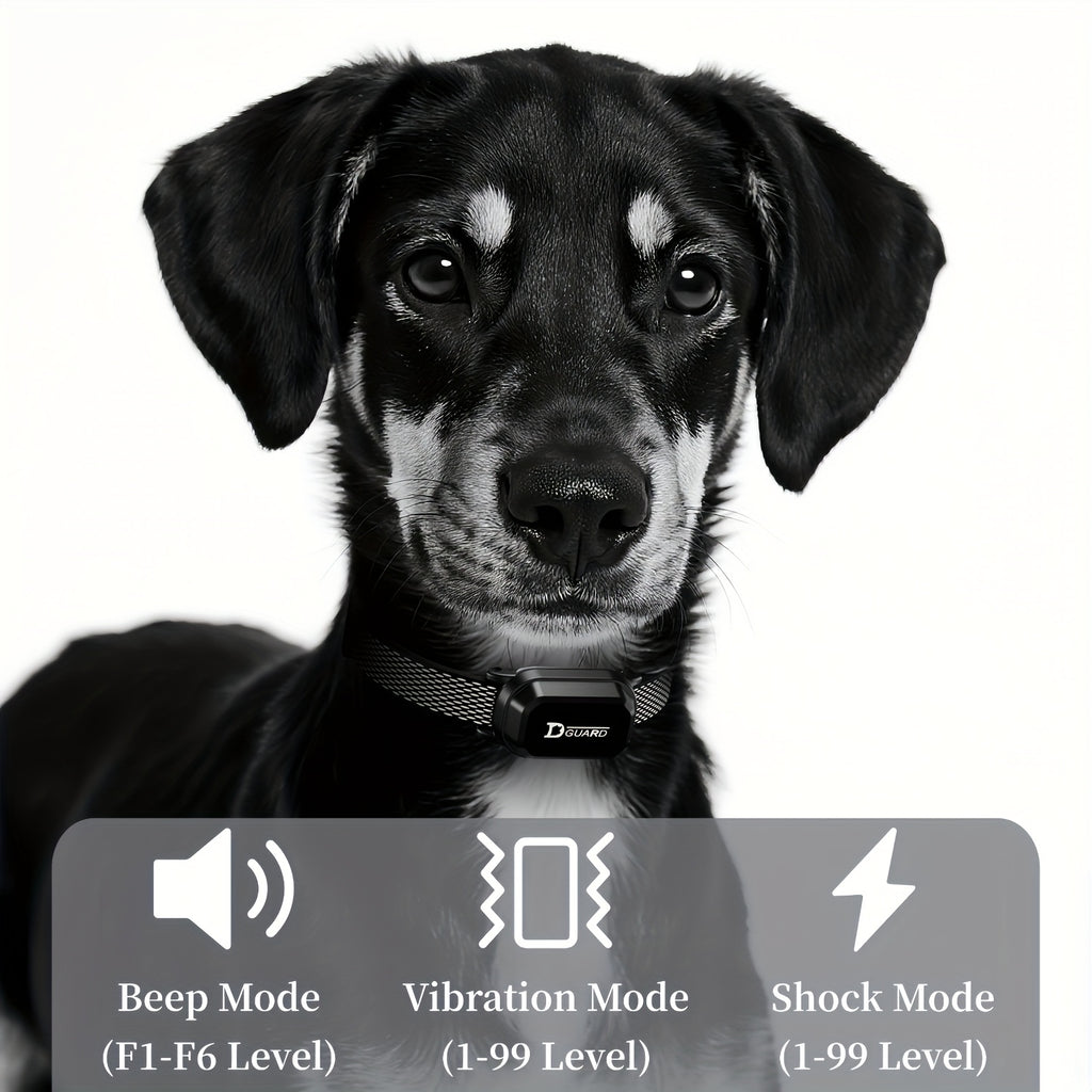 D80-1 Dog Training Collar with Digital Remote, Rechargeable Black Adjustable Nylon Collar with Listed Beep and Vibration Functions for Supervised Sessions