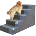 Foam Dog Stairs for Small Dogs, 5-Step Pet Steps with Supportive Board and Non-Slip Removable Washable Cover in Grey or Navy for Home Use