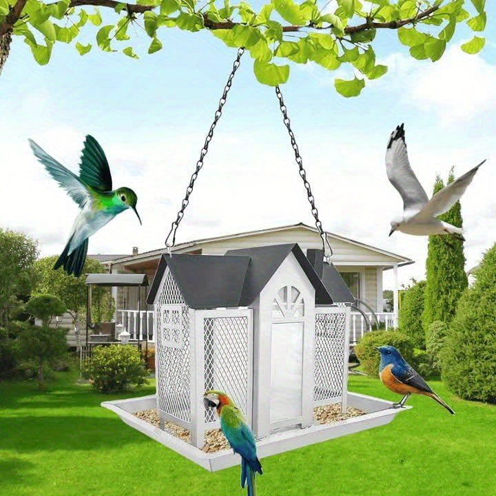Metal Mesh Bird Feeder for Outdoors, Hanging Wild Bird Feeding Station for Backyard and Garden Birdwatching, Four Color Options for Bird Lover Gifts