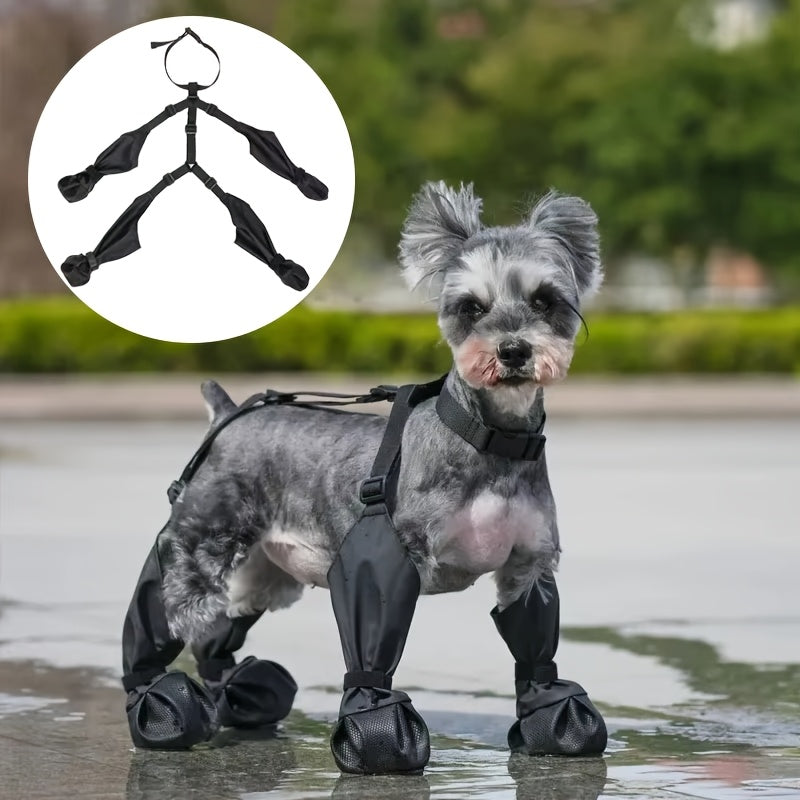 Waterproof Dog Boots for Small Dogs, Adjustable Non-Slip Dog Booties with Rubber Sole for Winter Snow, Rain and Hiking, All-Season Paw Protection Size S