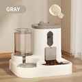 Gravity Cat Feeder and Waterer Combo with Visible Food Window, Dual-Bowl Pet Feeding Station and Siphon Water Refill, Grey, Cherry Pink or Golden