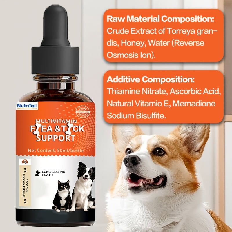 Liquid Vitamins for Dogs and Cats, NutriTail 50ml Compound Vitamin Oral Supplement for Pet Nutrition and At-Home Care Routines