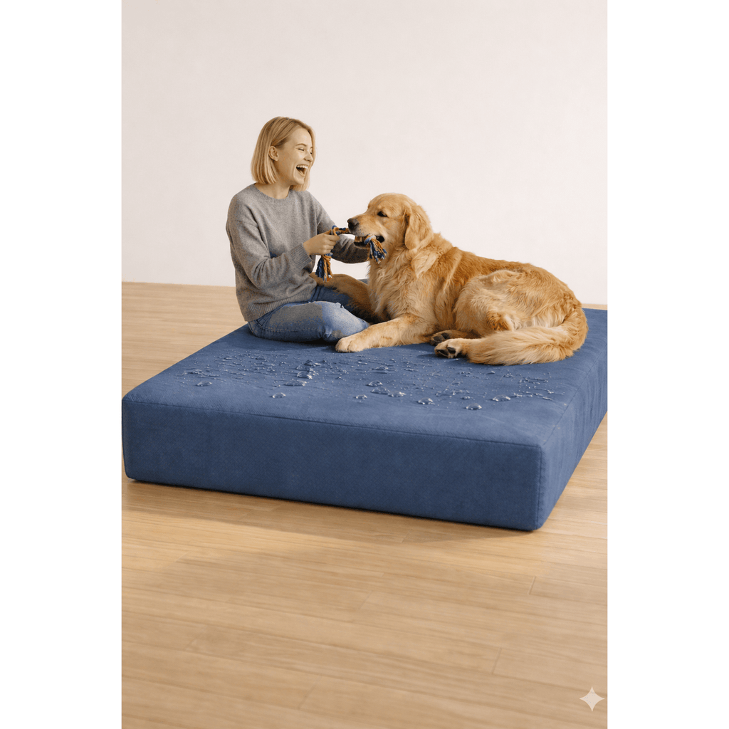 Water Repellent Dog Bed Cover 36x27x4 Inch, Washable Pet Bed Cushion Cover with Zipper, Scratch Resistant Replacement Cover for Medium Large Dogs, Grey Navy Black
